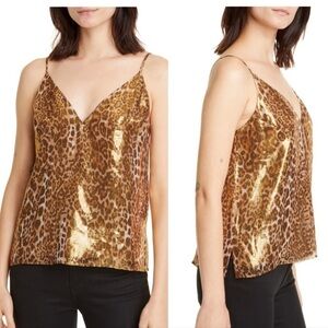 Cami NYC The Olivia Metallic Gold Silk Blend Camisole Tank Top Animal XS NWT